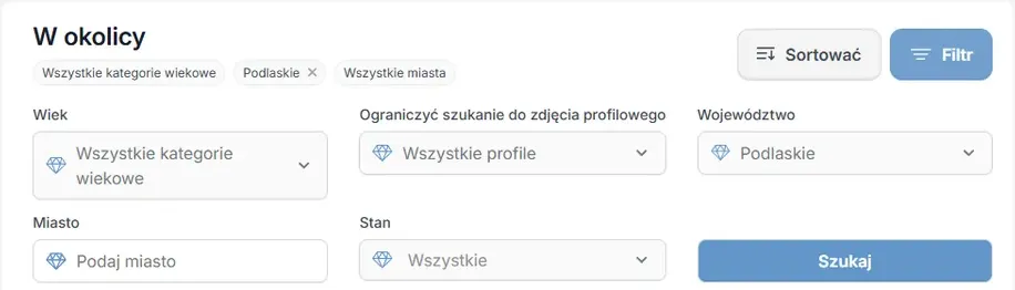 Wyszukiwarka W okolicy na SamotneSerca: filtry wieku, zdjęcia, województwa, miasta i stanu